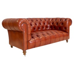 Our Signature Milena Chesterfield Sofa in Hand Dyed Whiskey Tan Leather