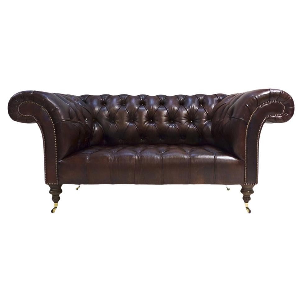 Our Signature Newcastle Chesterfield Sofa in Hand Dyed Umber Brown Leather