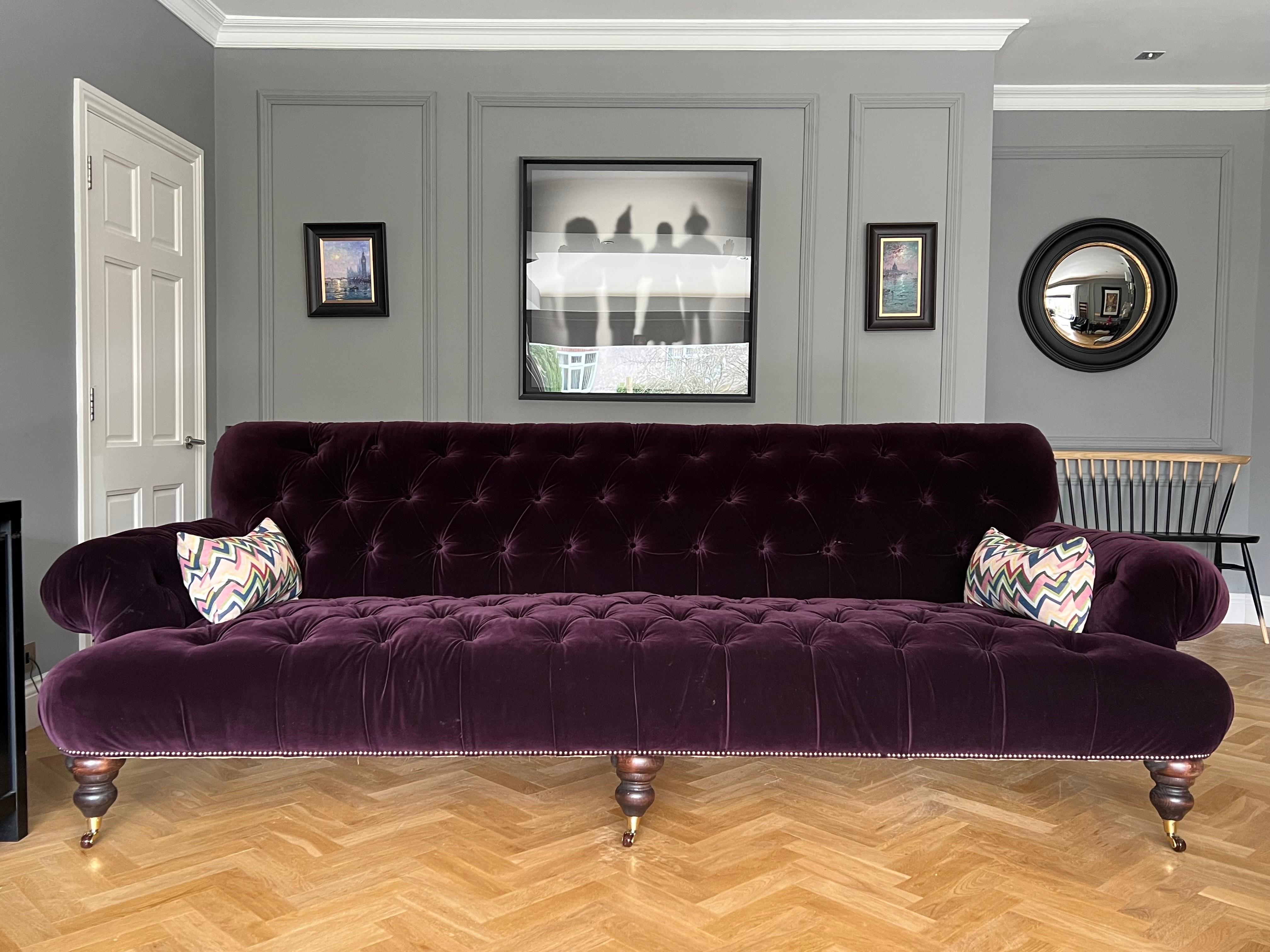 British Our Signature Robinson Fully Buttoned Tufted Sofa For Sale