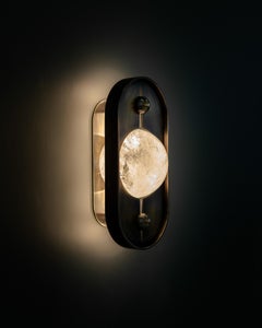 Quartz Crystal Centralized Oval Shape Brass Wall Sconce by Christopher Boots
