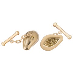 Ouroboros 18 Karat Yellow Gold Handmade Papaya Cufflinks