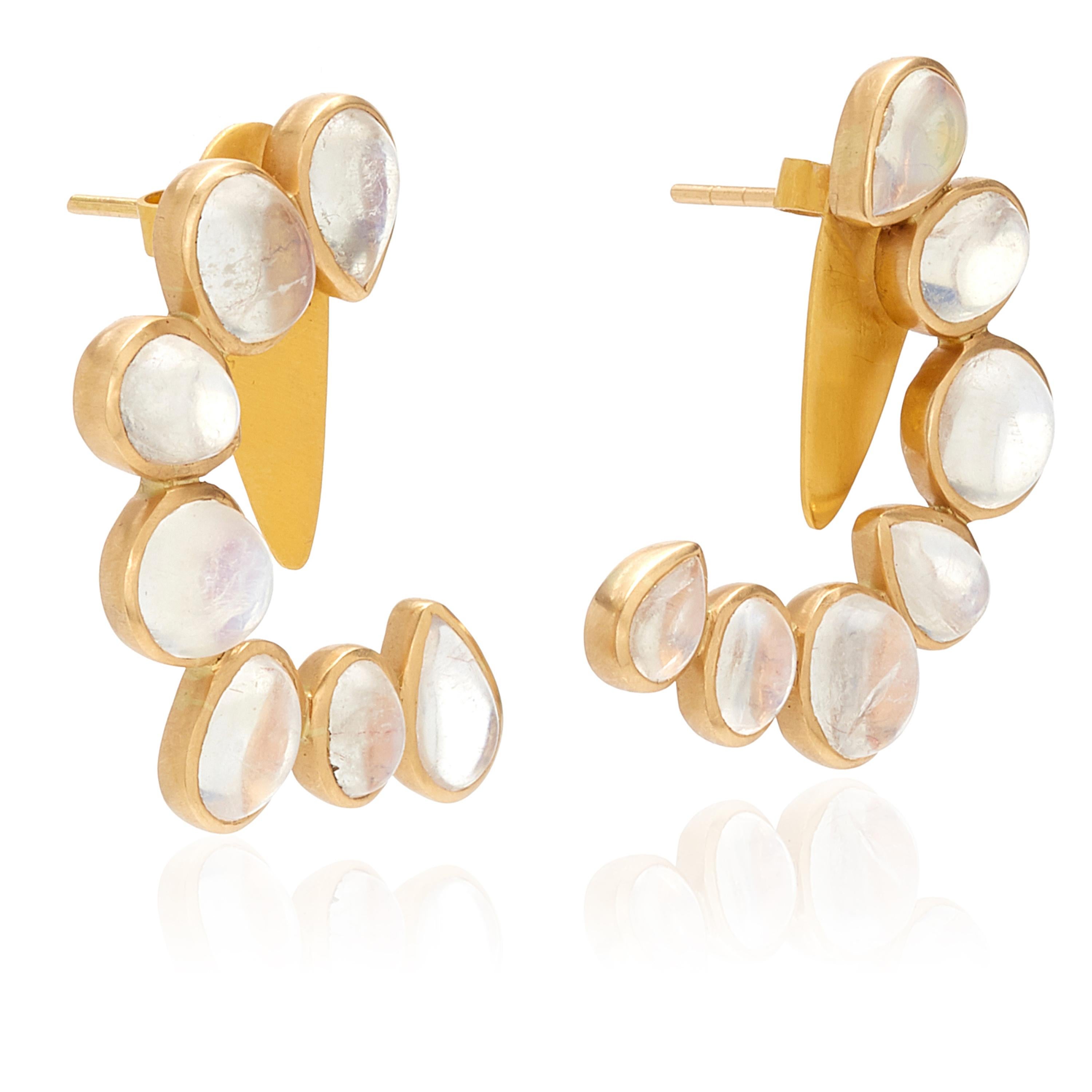 TWO BECOMES ONE
Cabochon rainbow moonstones set
in 18kt gold.

If this item is out of stock. Everything is made to order and can take 4-6 weeks.

OUROBOROS is an artisanal brand, based out of Jaipur and designed by the British designer, Olivia