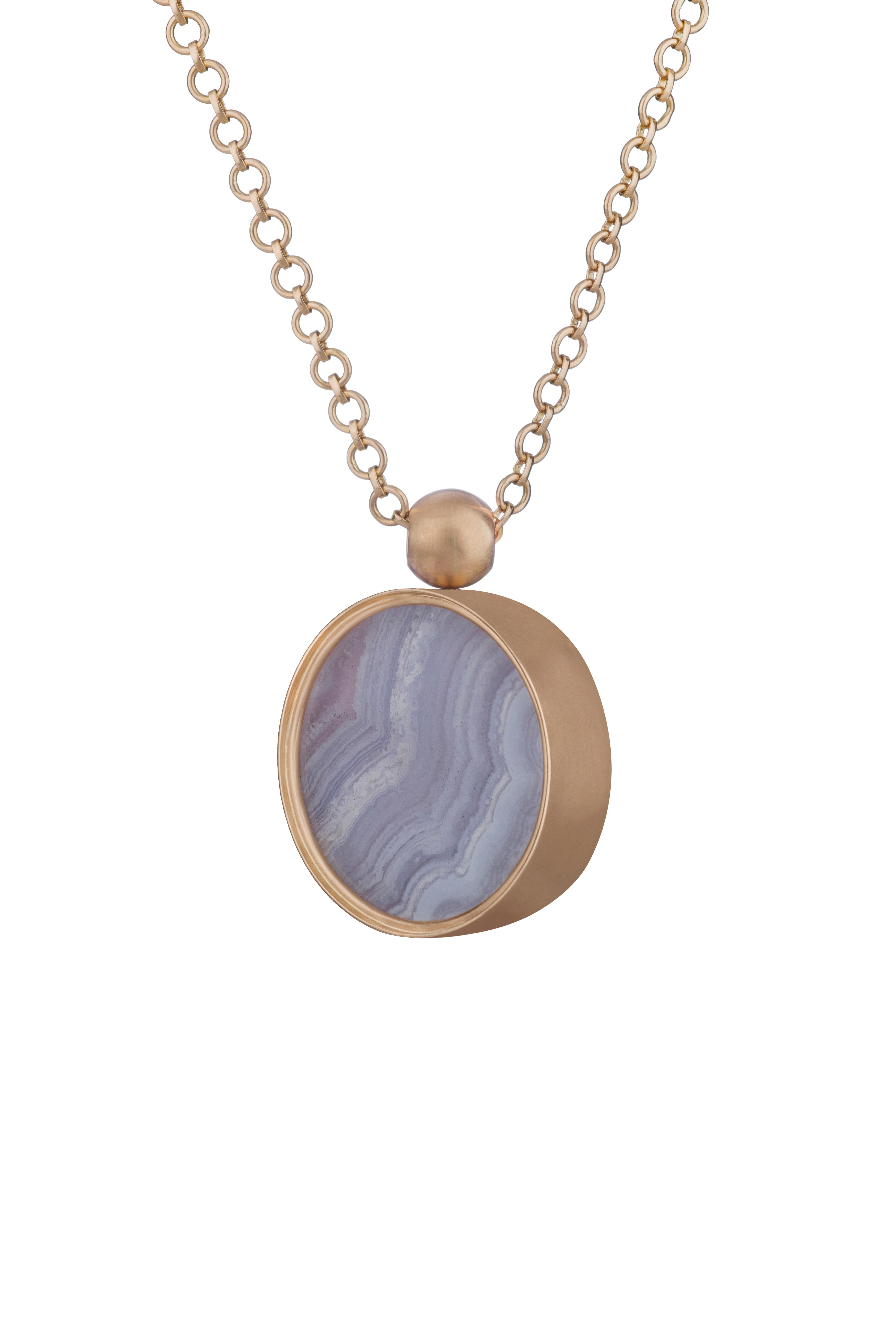 Modern Ouroboros Chalcedony Pendant set in Gold For Sale