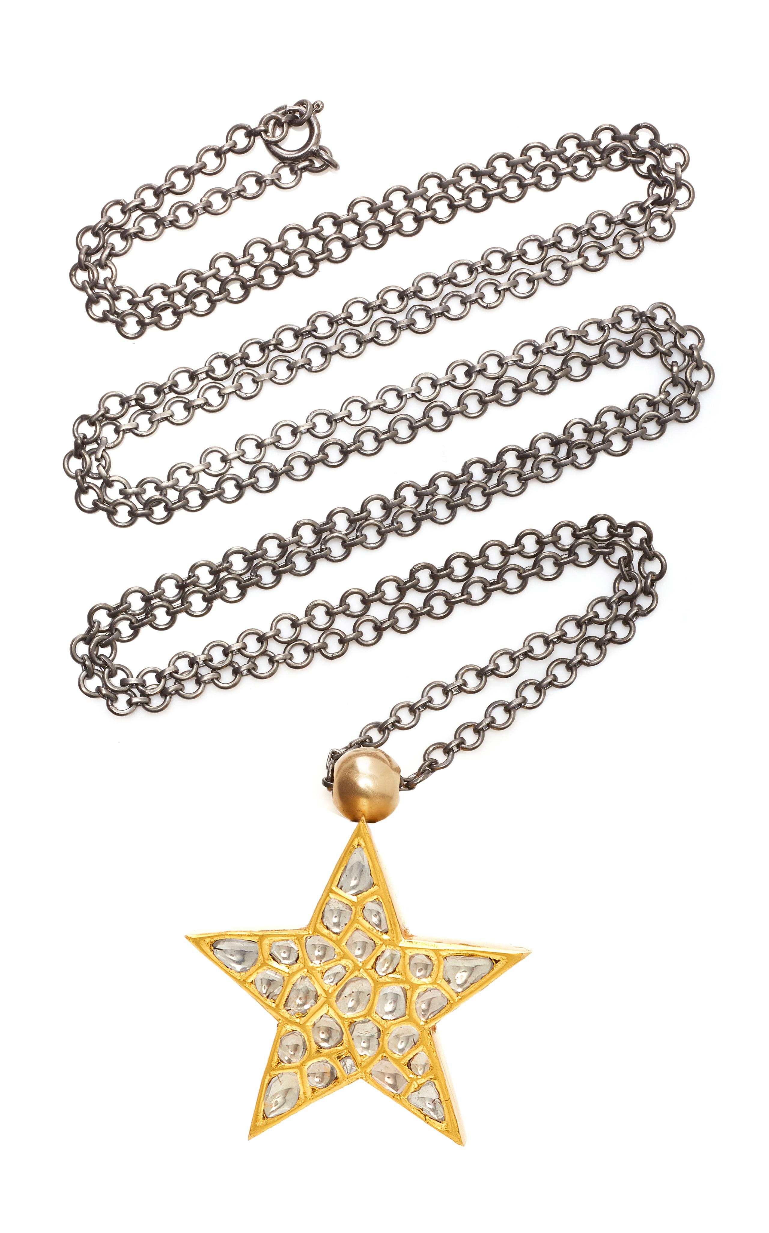 OUROBOROS Diamond and Lapis Lazuli Star Pendant Necklace Set in 18 Karat Gold For Sale 2