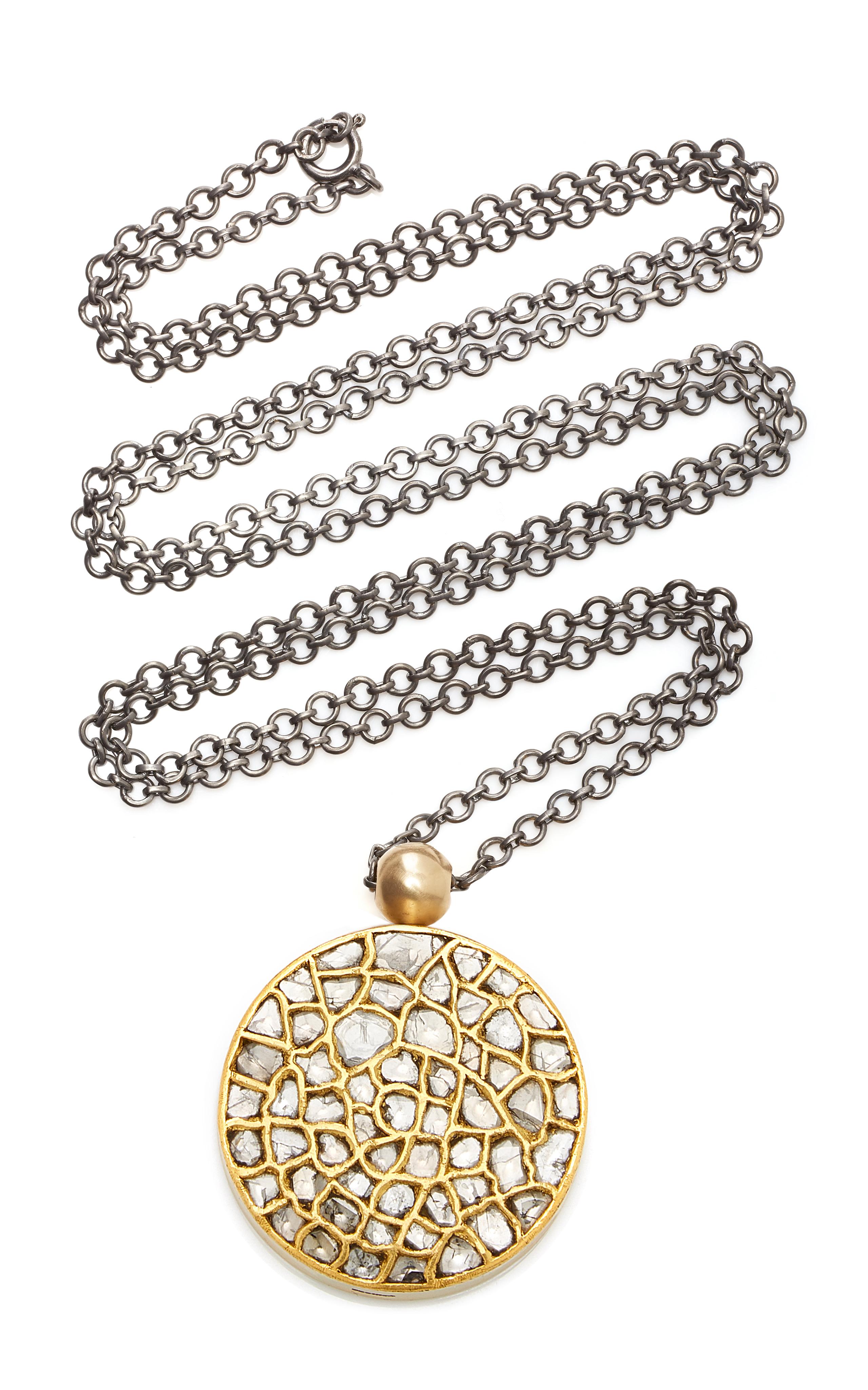 OUROBOROS Halskette aus 18 Karat Gold mit Diamant- und Onyx-Anhänger (Alteuropäischer Brillantschliff) im Angebot