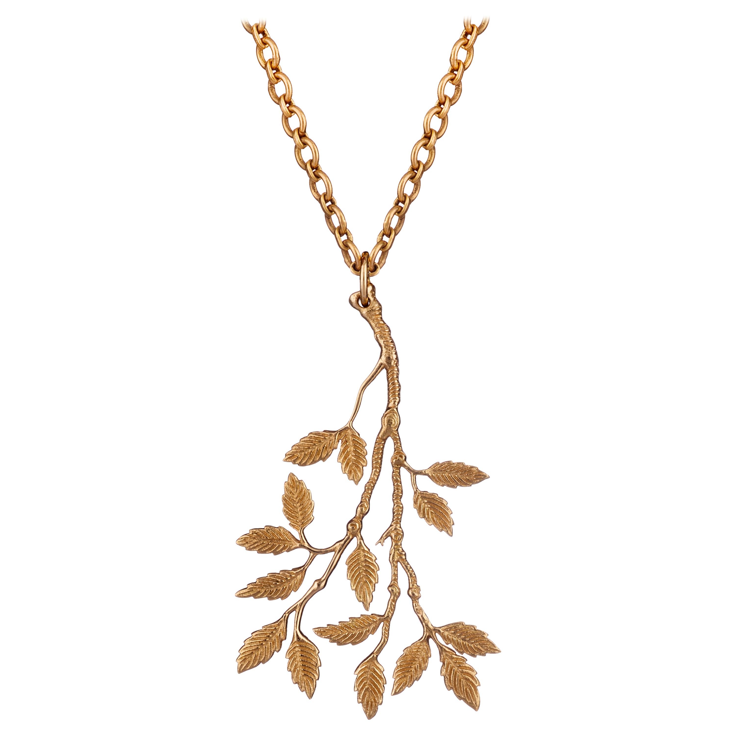 Ouroboros 18. Karat Gold Leaf Pendant For Sale