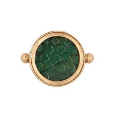 Ouroboros Green Jasper Ring set in Gold