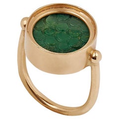 Ouroboros Green Jasper Ring set in Gold