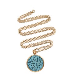 Ouroboros Hand Painted Indian Tantra and Snake Art and 18 Karat Gold Pendant