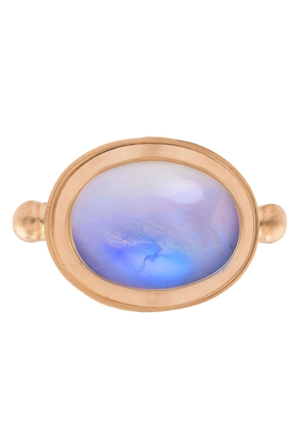 OUROBOROS horizontal oval with a square cabochon rainbow moonstone set in 18k gold ring.

This ring comes in various different sizes so please contact the designer.

OUROBOROS’ commitment to using only the most unique stones set in 18 or 24 Karat