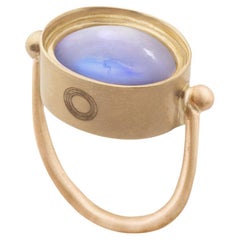 Ouroboros Oval Rainbow Moonstone Ring set in 18kt Gold