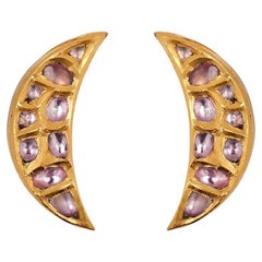 Boucles d'oreilles Ouroboros en or 24 carats et 18 carats avec saphir rose
