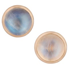 Boucles d'oreilles en or 18 carats avec pierre de lune arc-en-ciel Ouroboros