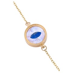 Bracelet en or 18 carats avec pierre de lune arc-en-ciel Ouroboros