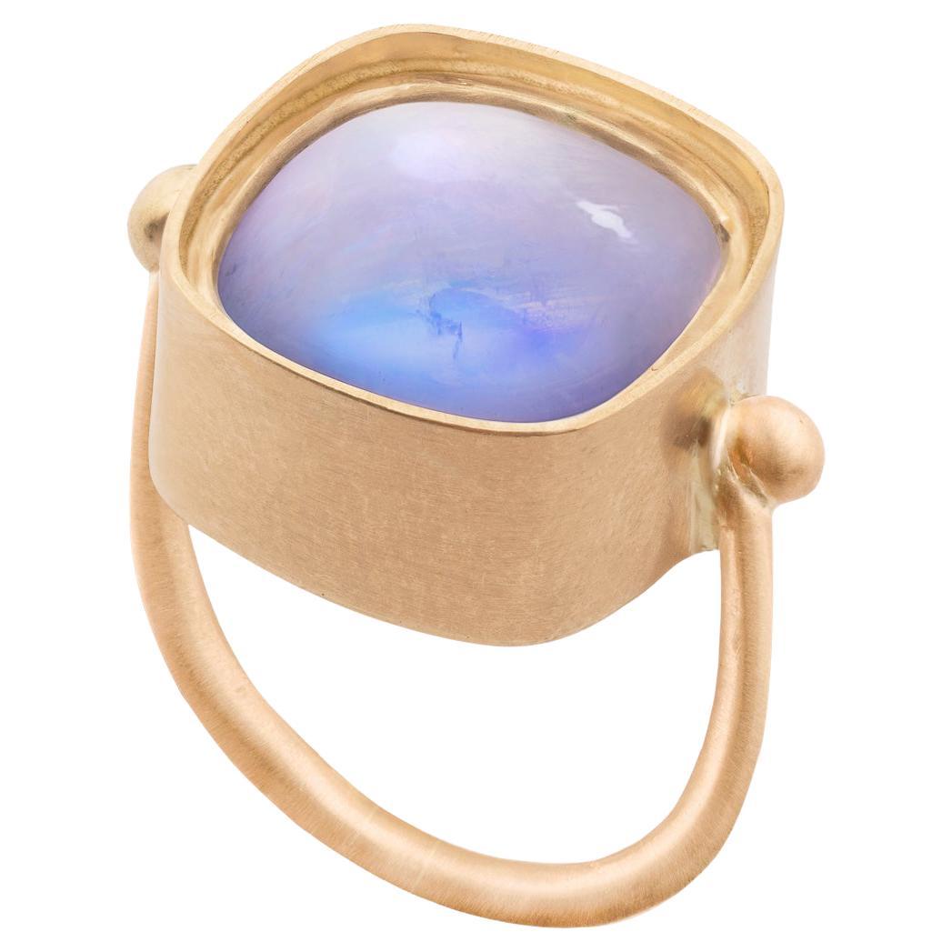 Ouroboros Rainbow Moonstone Ring set in 18kt Gold