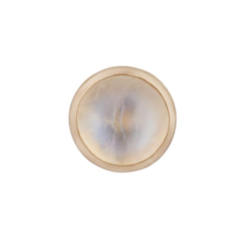 Round Cut Ouroboros Rainbow Moonstone Round Cabochon 18 Karat Gold Stud Earrings For Sale