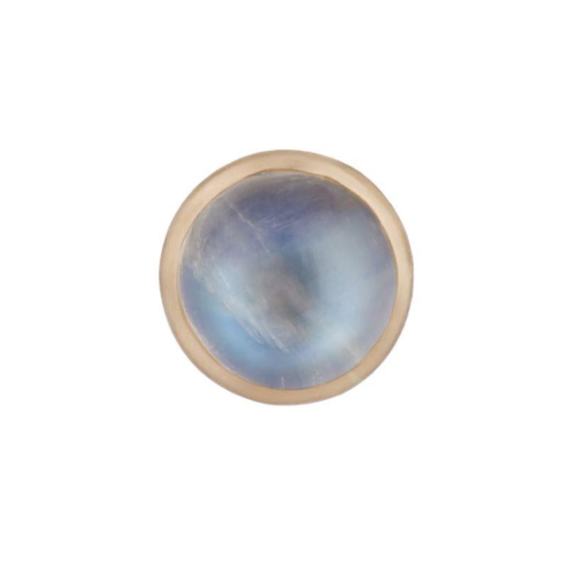 Ouroboros Rainbow Moonstone Round Cabochon 18 Karat Gold Stud Earrings In New Condition For Sale In London, GB