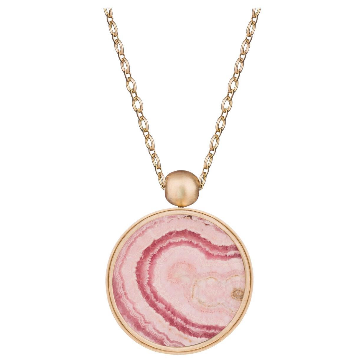 Ouroboros Rhodochrosite and Mother of Pearl Set in 18 Karat Gold