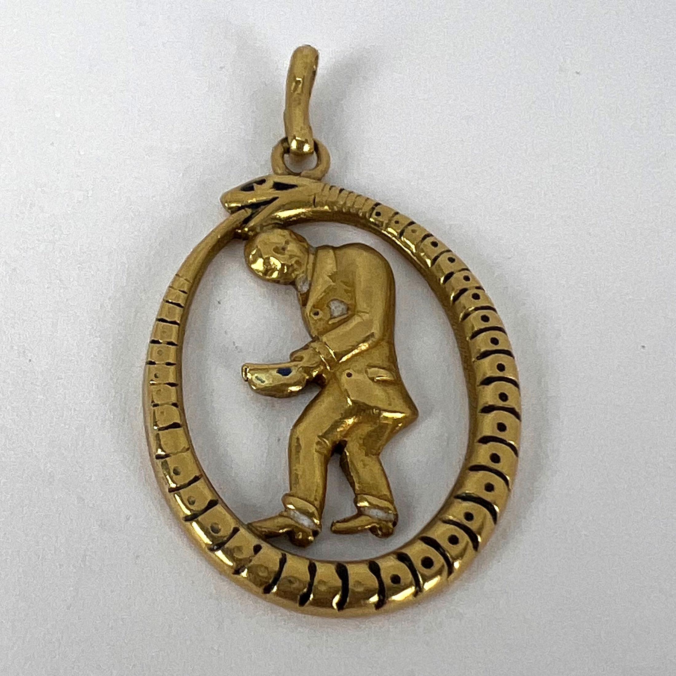 Pendentif breloque serpent Ouroboros en or jaune 18 carats et émail en vente 8