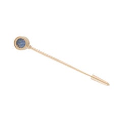 OUROBOROS Snake Scale Carved Blue Labradorite 18 Karat Gold Tie Pin