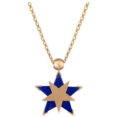 OUROBOROS Star Lapis Lazuli Spinning Pendant Handmade 18 Karat Gold Necklace