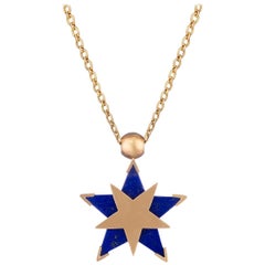 OUROBOROS Star Lapis Lazuli Spinning Pendant Handmade 18 Karat Gold Necklace