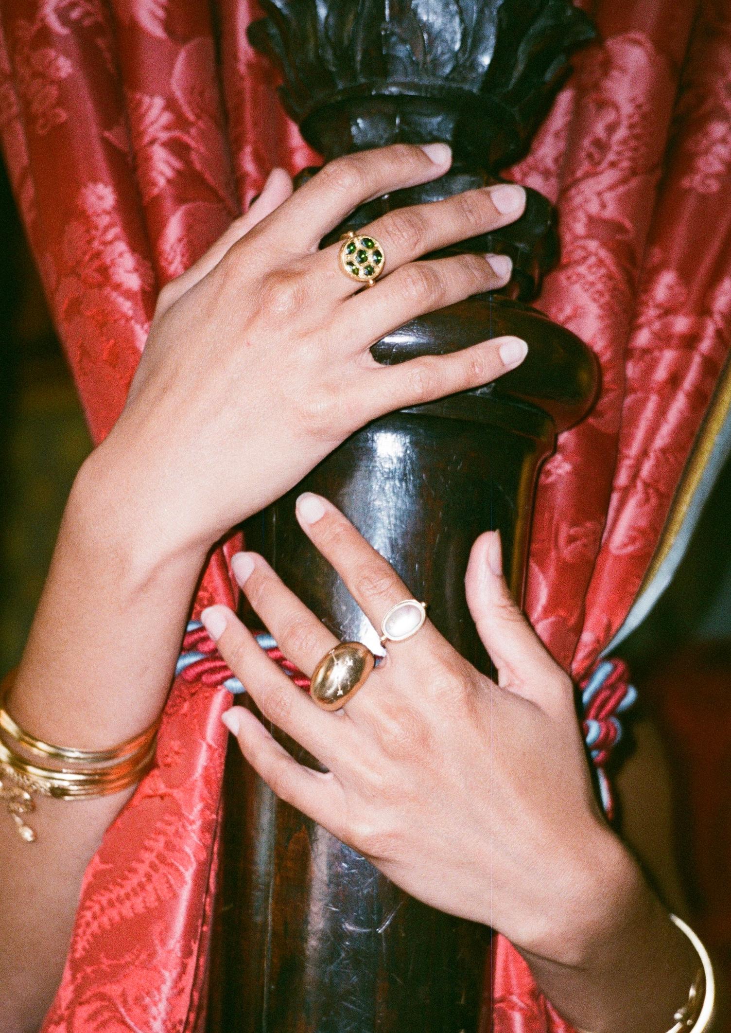 Modern OUROBOROS 'Sunrise, ' Emerald Gold Ring