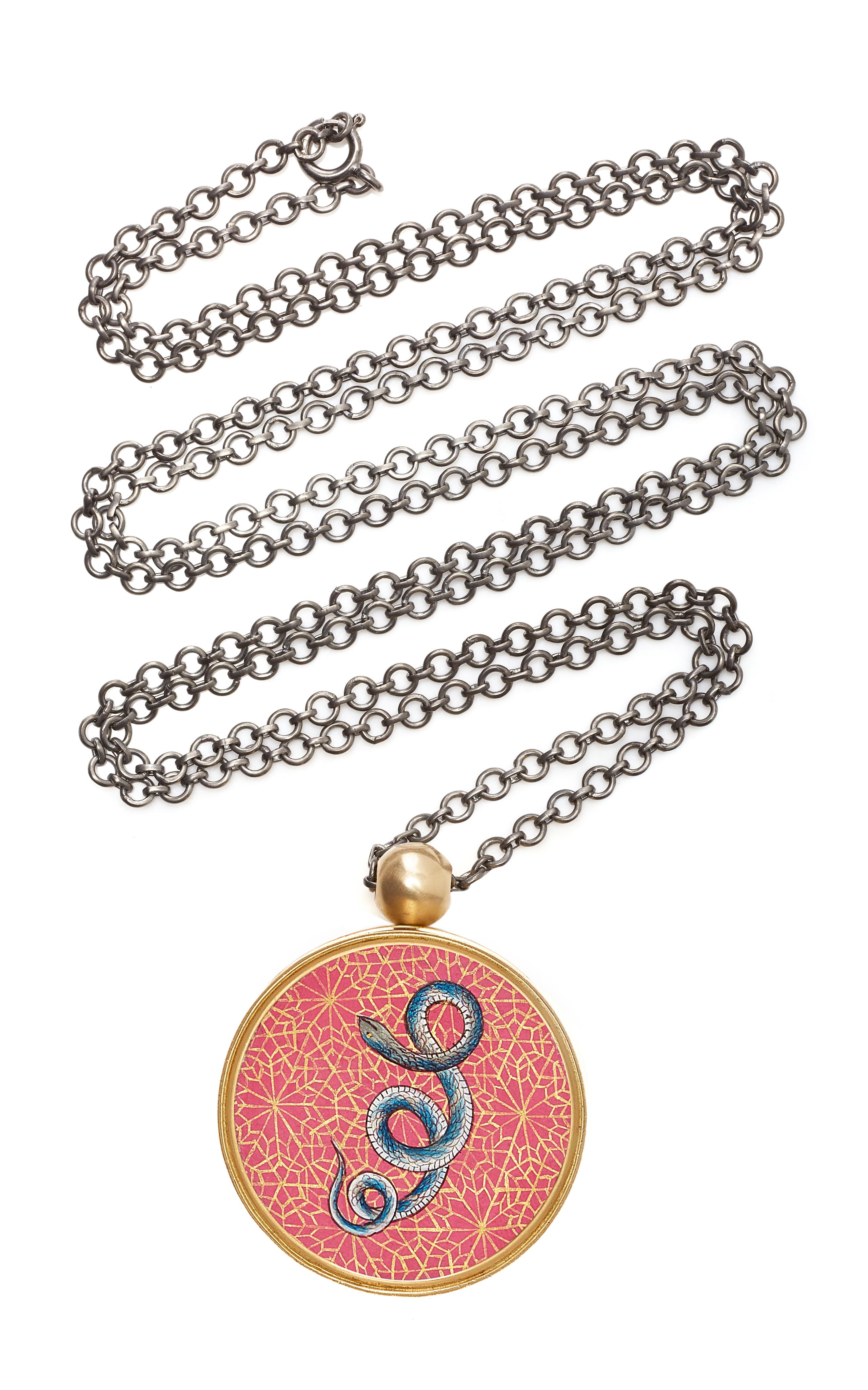 Ouroboros, zweiseitiger indischer Minatures-Anhänger aus massivem 18-karätigem Gold für Damen oder Herren