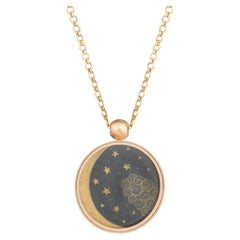 Ouroboros' Two Side Indian Minatures Pendant set in Solid 18kt Gold