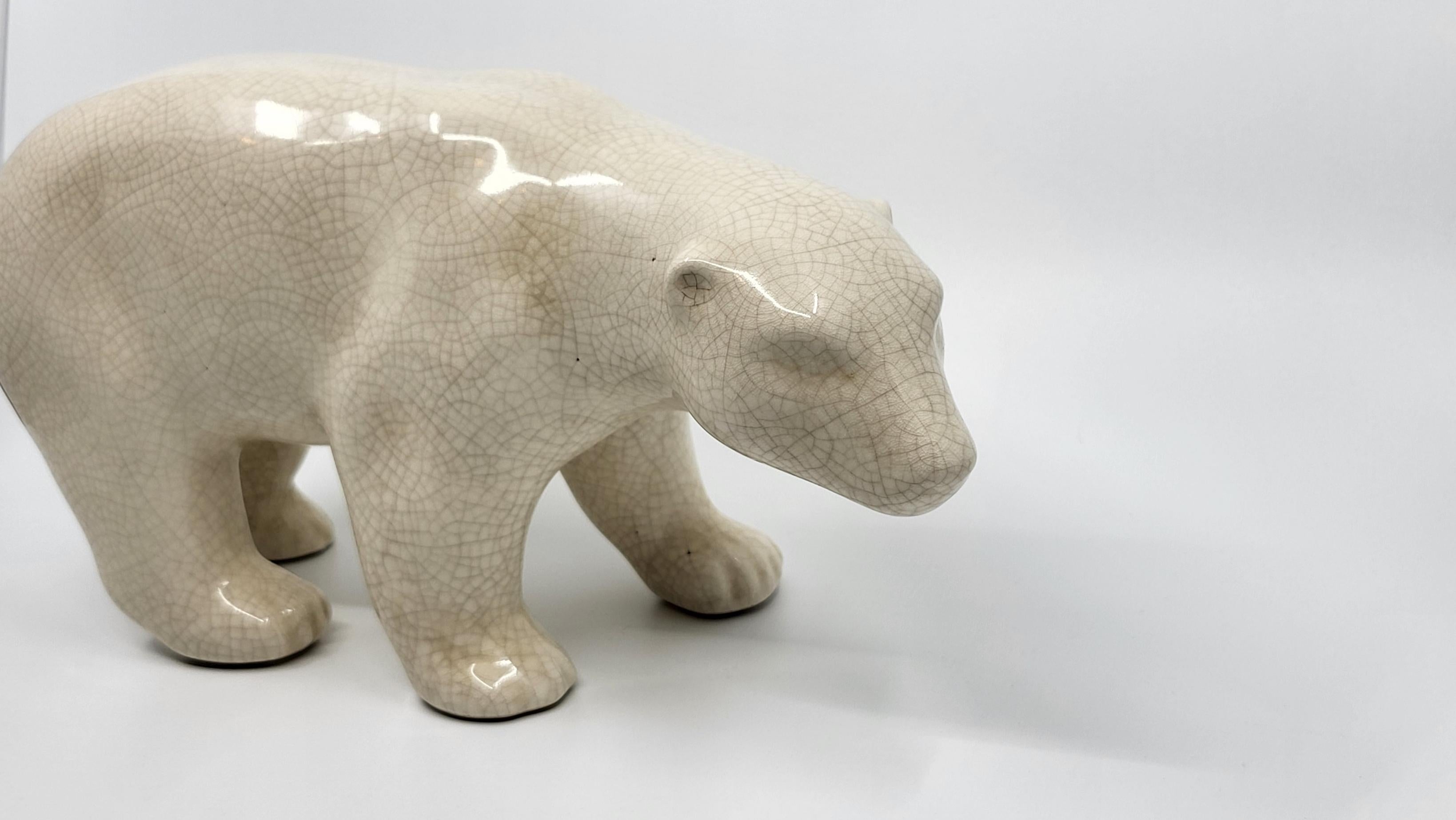 Ceramic Ours Polaire LV Céram en céramique craquelée Art Déco France Circa 1930 For Sale