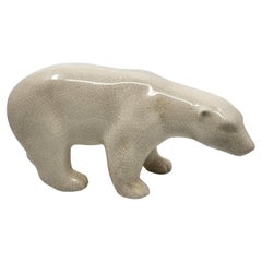 Ours Polaire LV Céram en céramique craquelée Art Déco France Circa 1930