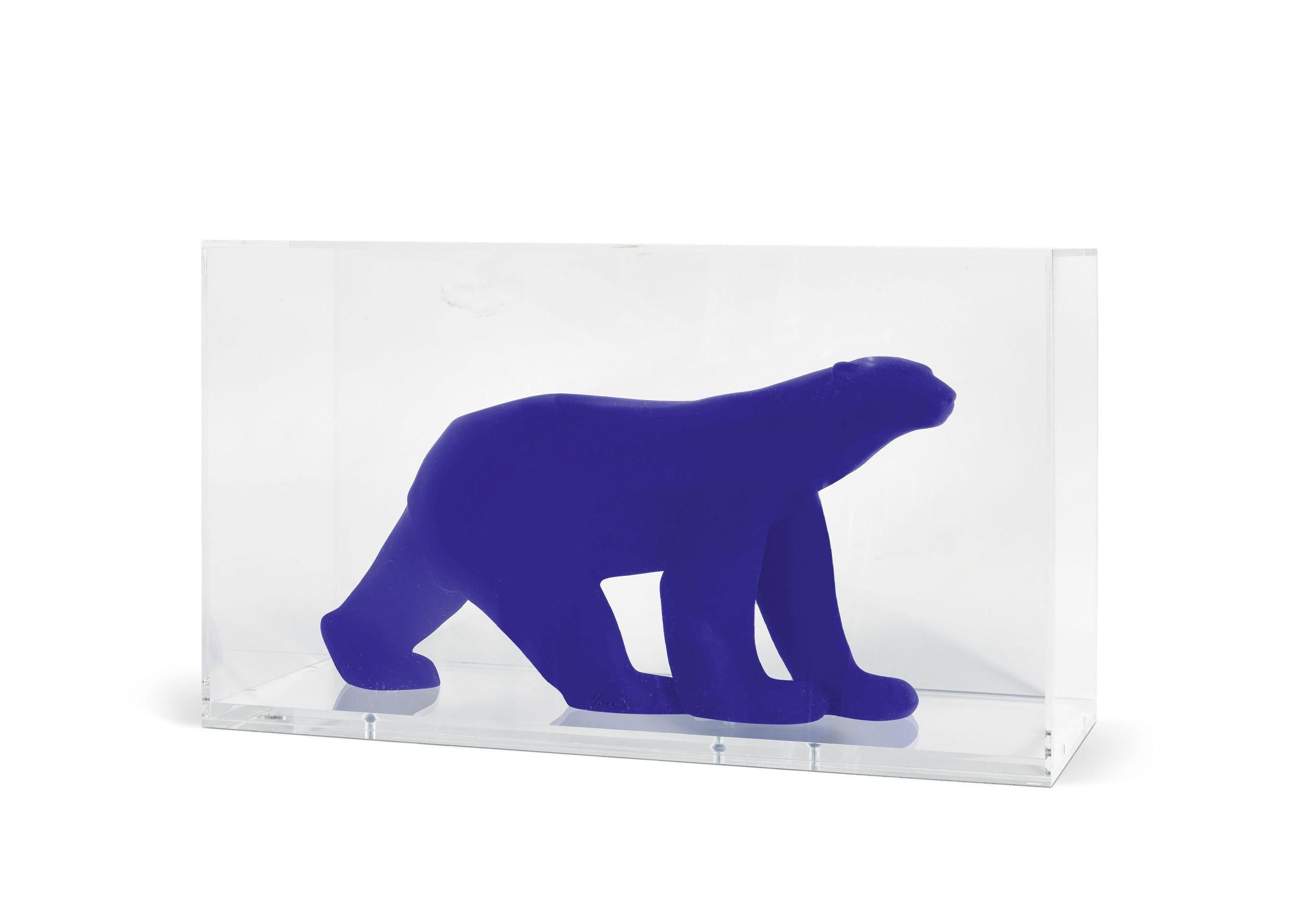 Ours Pomon - Yves Klein (French, 1928-1962) and François Pompon (1855-1933), after.
Casted Resin with IKB Finishing, in plexiglass case
Collaboration between the Estates of Yves Klein and François Pompon.
Numbered, accompanied by a certificate with