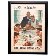 « Le nôtre… Pour quoi se battre. Affiche vintage de la Seconde Guerre mondiale intitulée « Freedom from Want » (À l'abri du besoin), par Norman Rockwell