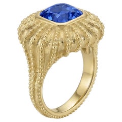 Oursin Ring in 18k Yellow Gold with Blue Sapphire by MARIANNE CANARELLI