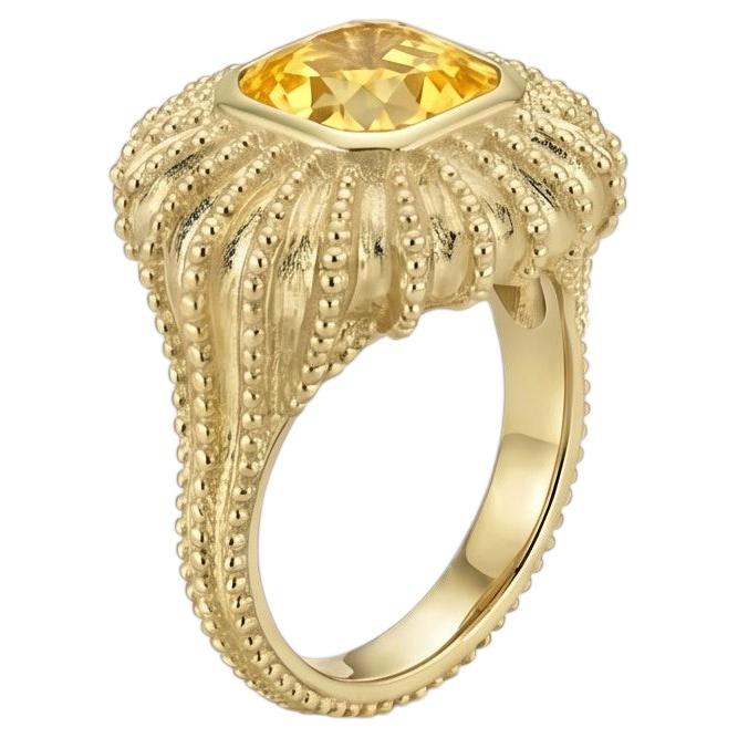 Oursin Ring in 18k Yellow Gold with Yellow Sapphire by MARIANNE CANARELLI