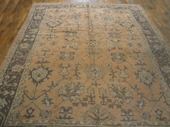 Lovely Peach Ground Color with Geometric Pattern Antique Turkish Oushak Rug