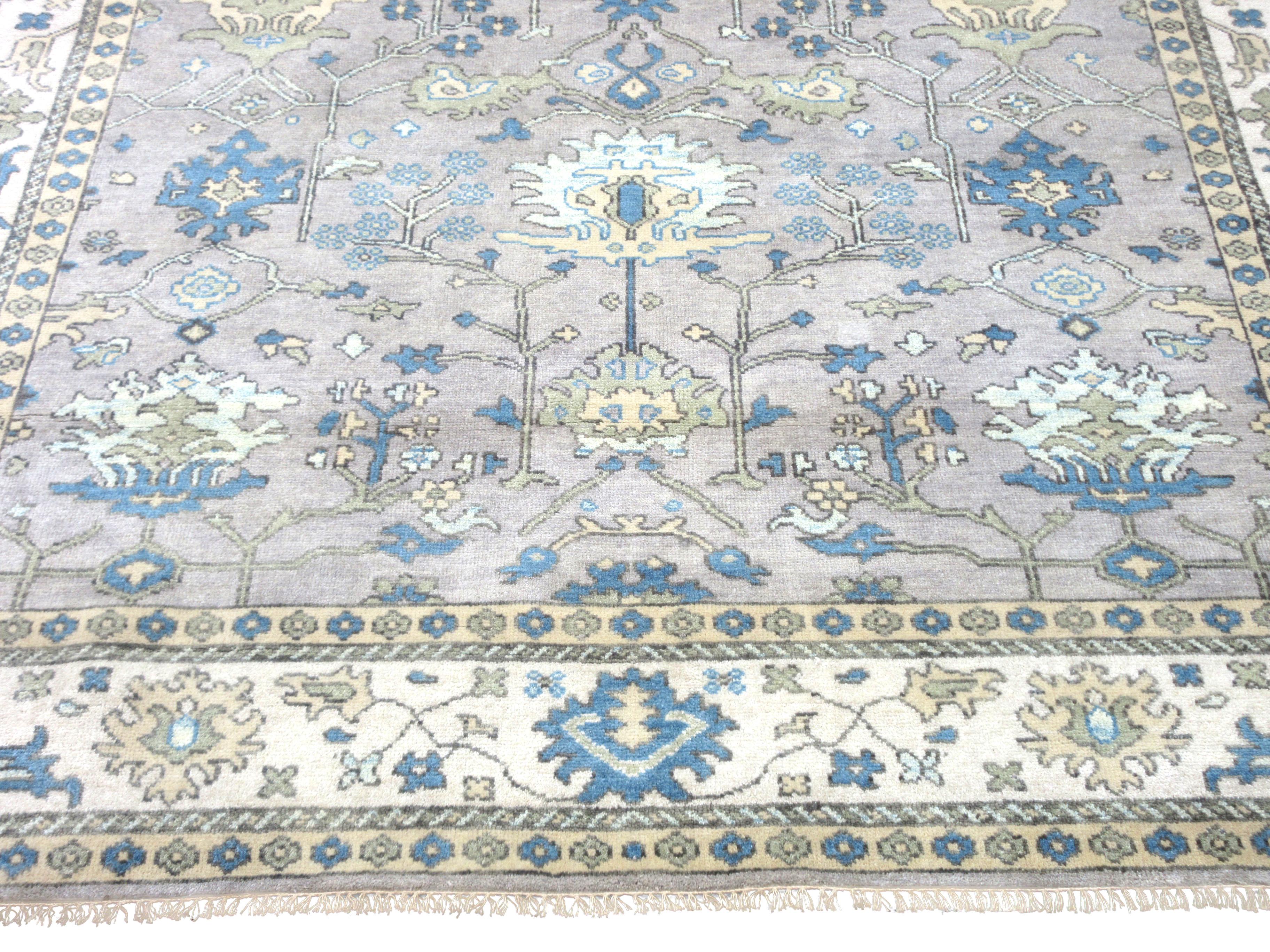 Indian Oushak Area Rug For Sale