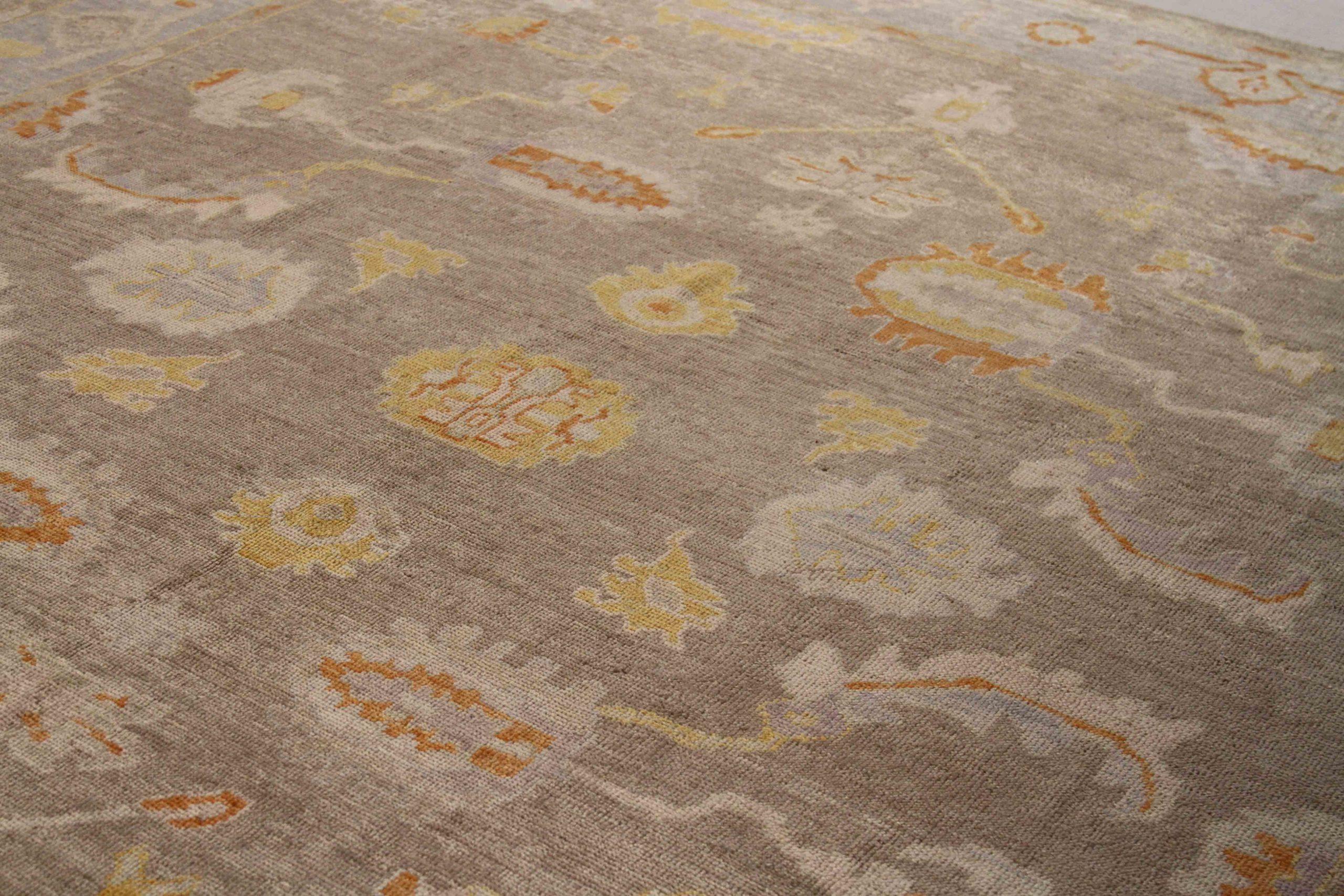 Tapis d'Afghanistan Oushak datant d'environ 1990 - Laine bleu orange taupe jaune 70710 Excellent état - En vente à Dallas, TX
