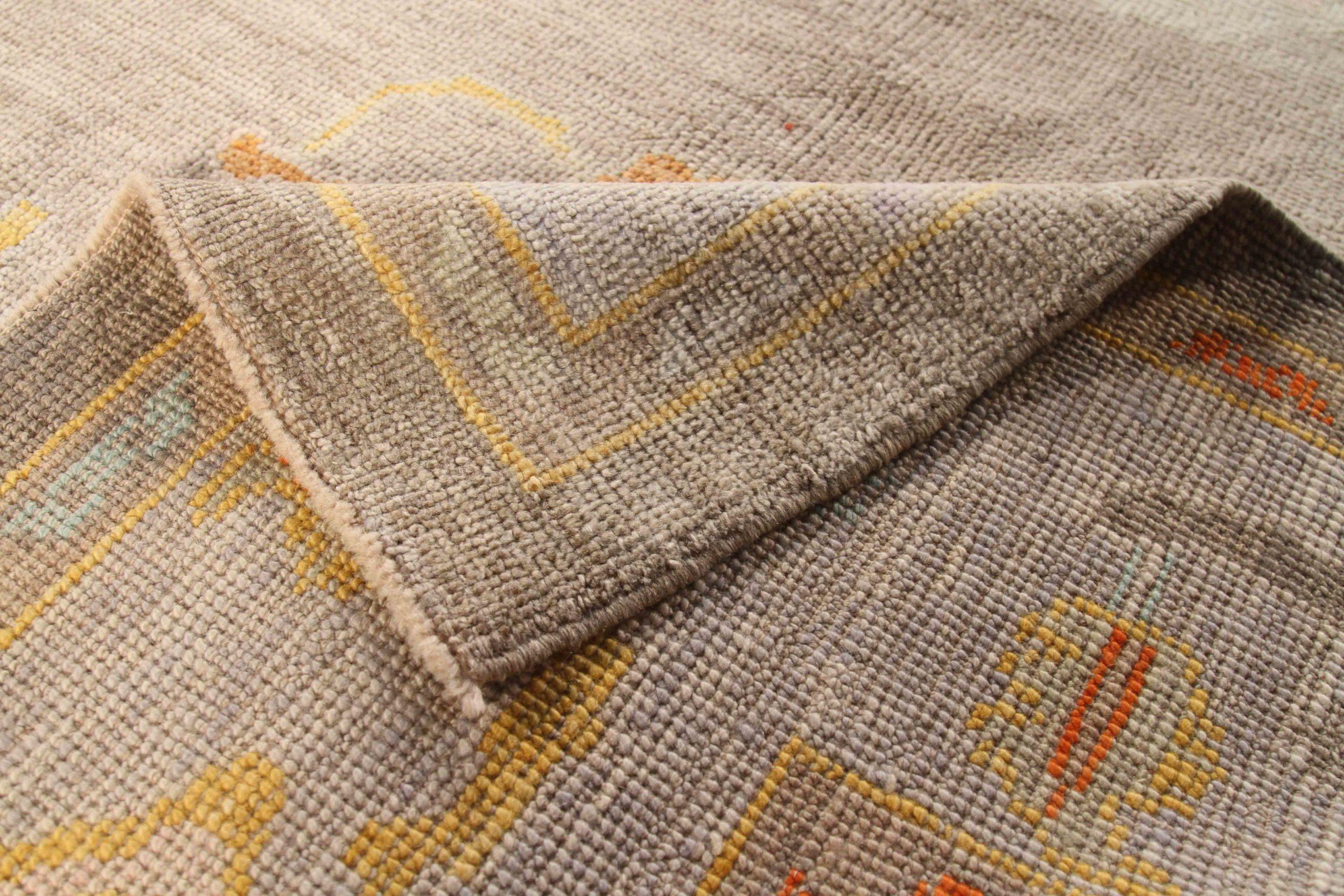 20ième siècle Tapis d'Afghanistan Oushak datant d'environ 1990 - Laine bleu orange taupe jaune 70710 en vente