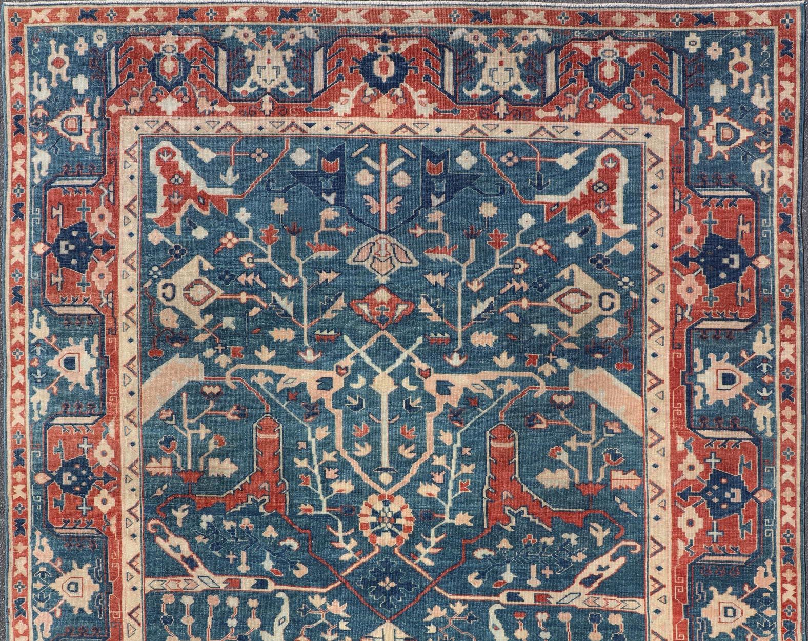 Wool Keivan Woven Arts Fine Turkish Rug with Garus Design   9'1 x 11'8 For Sale
