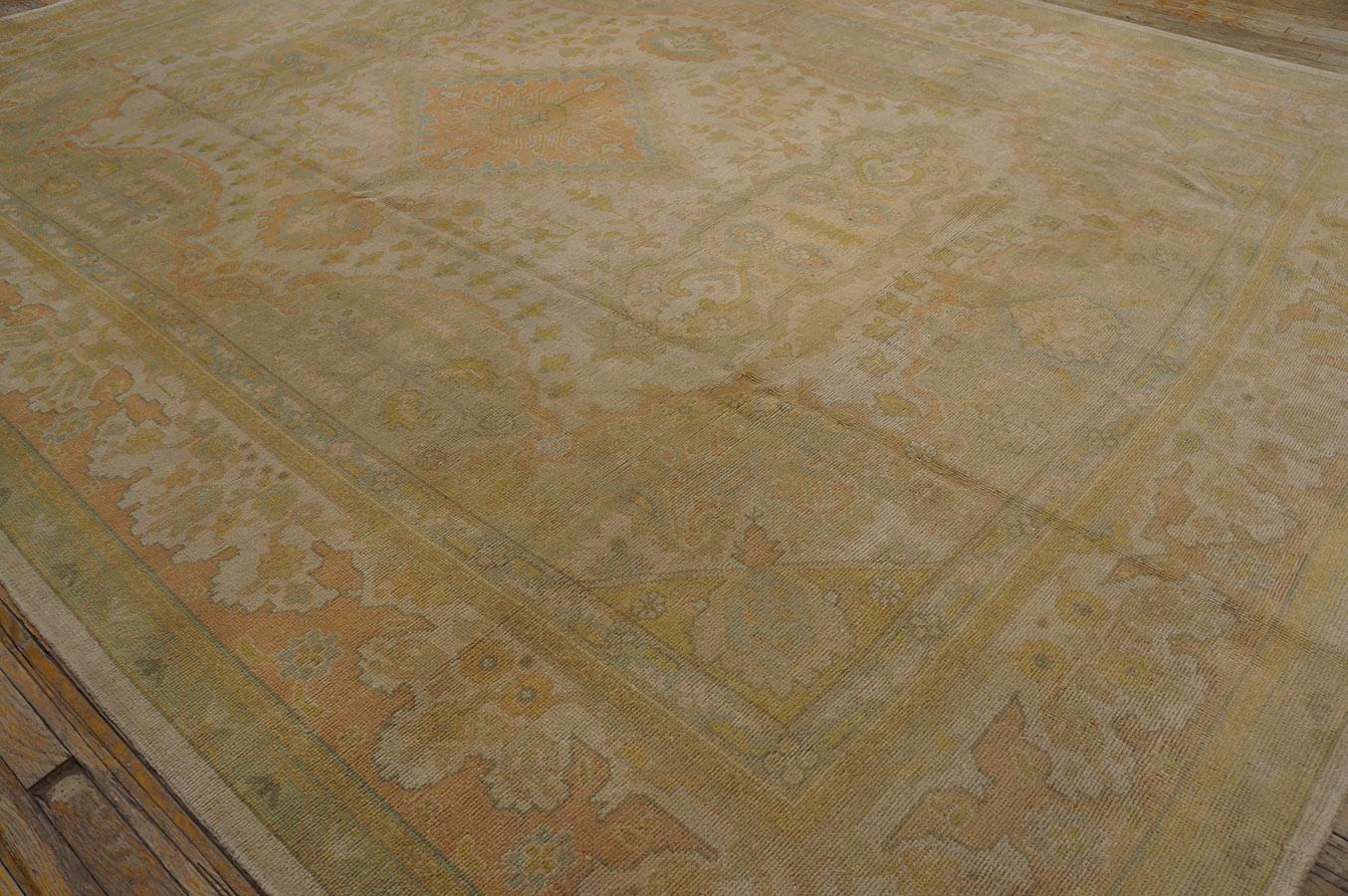 Hand-Knotted Early 20th Century Turkish Oushak Carpet ( 9'10
