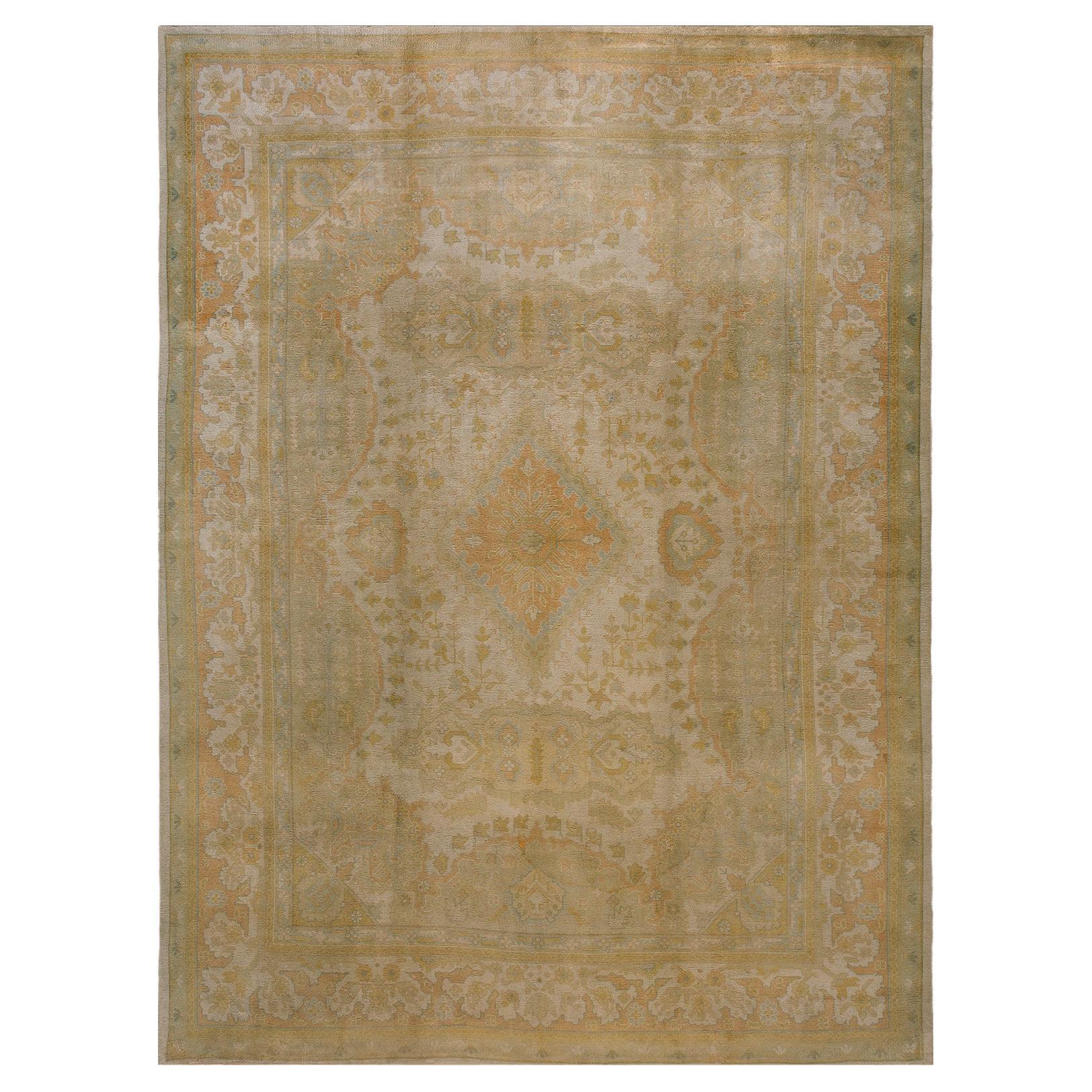 Early 20th Century Turkish Oushak Carpet ( 9'10" x 13'4" - 300 x 435 ) For Sale