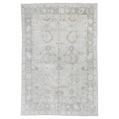 Oushak Carpet, Pale Gray Field, circa 1930s