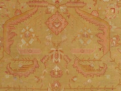 An Oushak Carpet, Turkish Rugs, Handmade Oriental Rugs, Gold, Green, Pink, Ivory