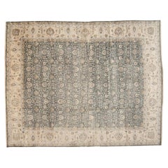 Dusty Teal Floral Transitional Oushak Design Rug in 10'x14' 