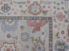 Oushak Blumenteppich Buntes Mosaik-Design von Keivan Woven Arts, 9'1 x 12'4