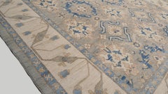 Oushak Grey/Green and Ivory Designed Wool Rug 9'5''x11'9''