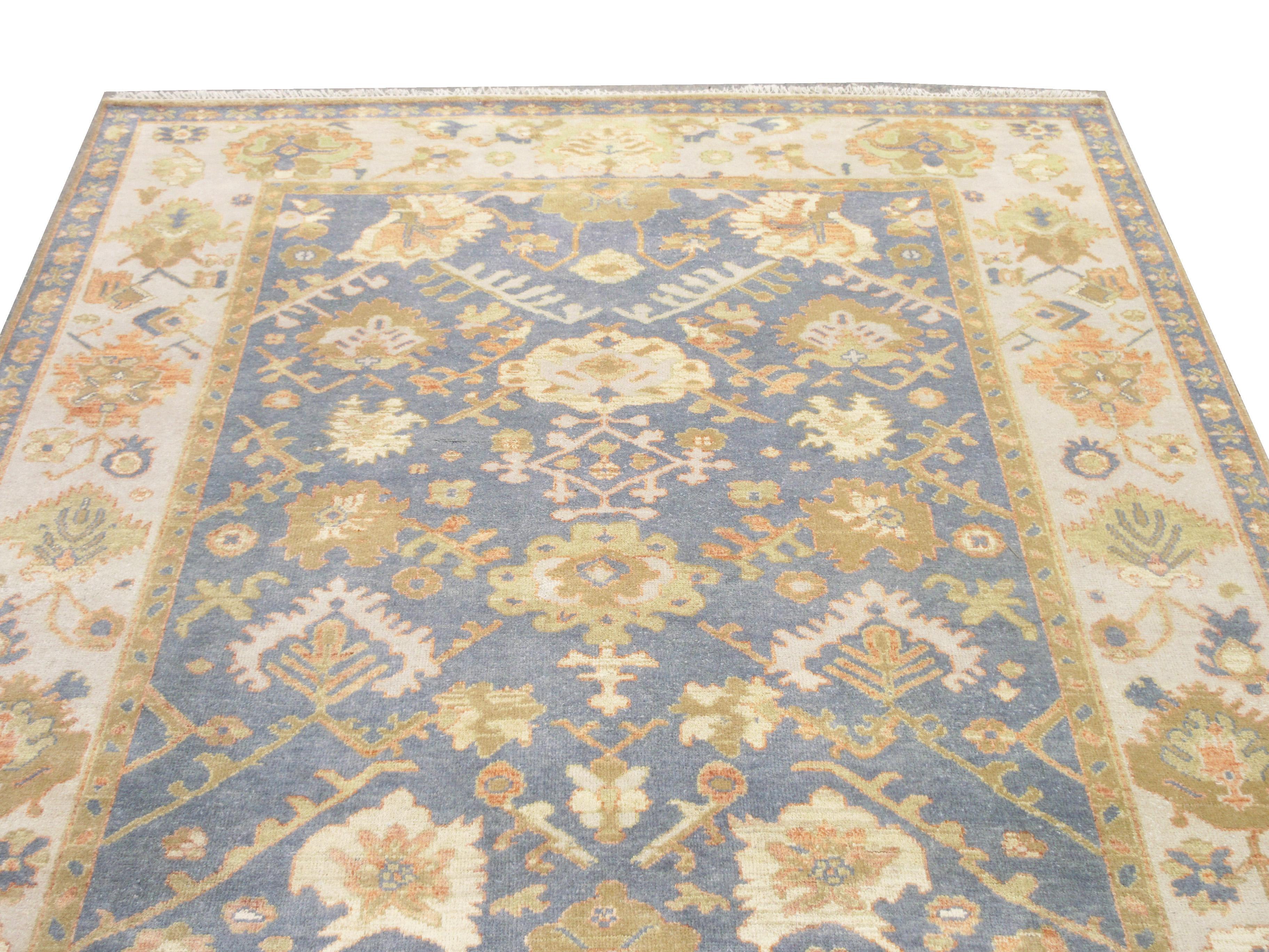 Indian Oushak Hand-Knotted Rug For Sale