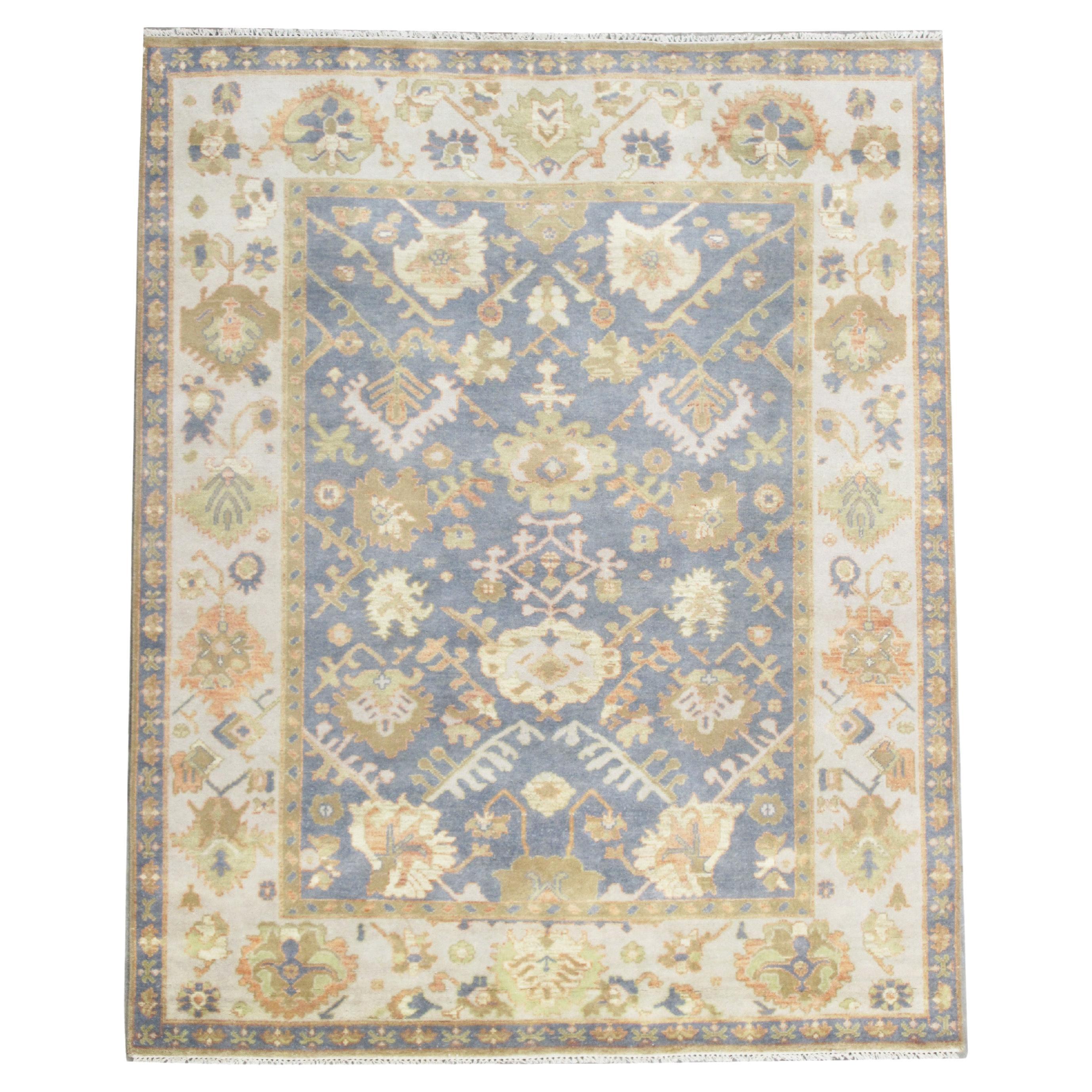 Oushak Hand-Knotted Rug For Sale