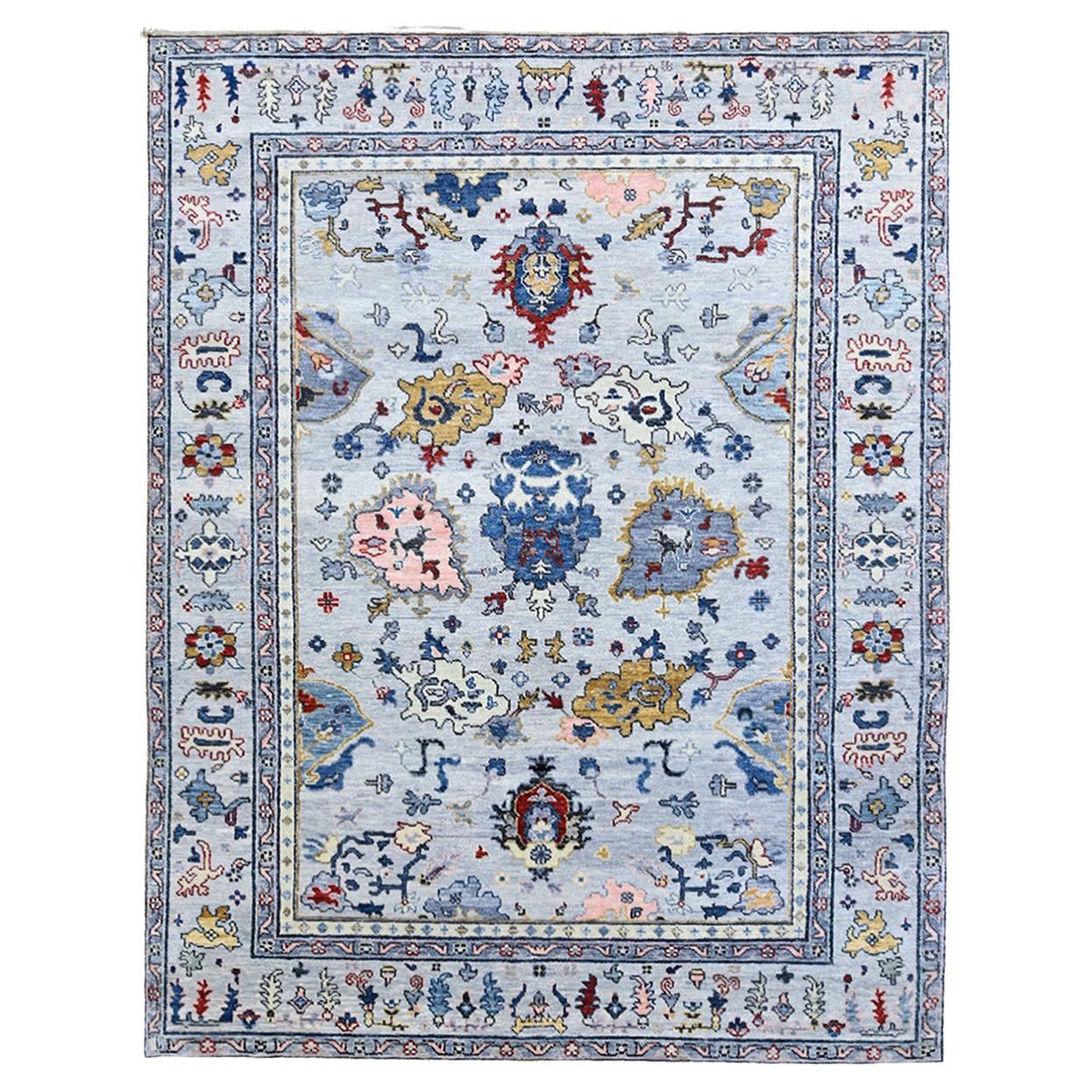 Oushak Hand-Knotted Wool Rug For Sale